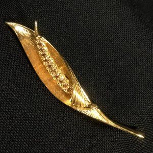 Goldtone Feather Brooch